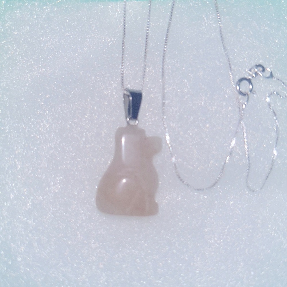 Boho Hippie Agate Dog Sterling Silver Necklace 16”